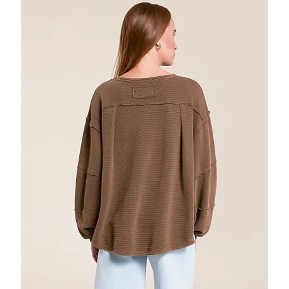 NWT Free People Total Eclipse Oversized T-Shirt Top French Chocolate Women's S - Picture 2 of 6